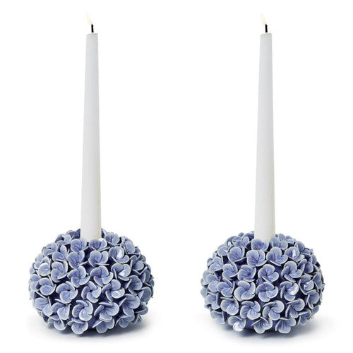 Hydrangea Flower Bud Vases / Taper Candle Holders - Porcelain