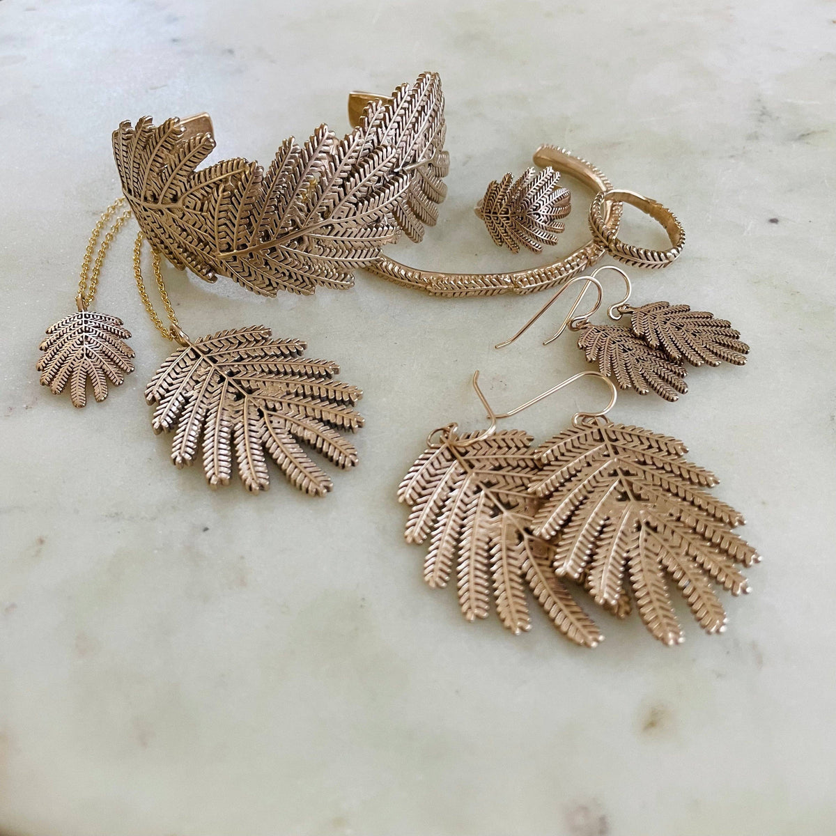 MIMOSA LEAF EARRINGS - LARGE