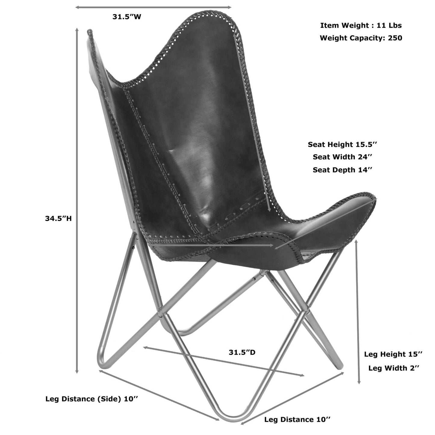 Monroe 32" Buffalo Leather Accent & Lounge Chair