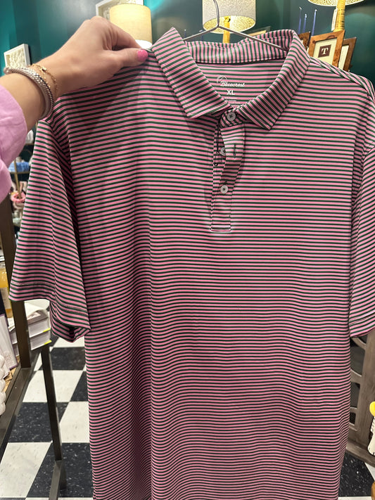 Green & Pink Stripe Performance Polo