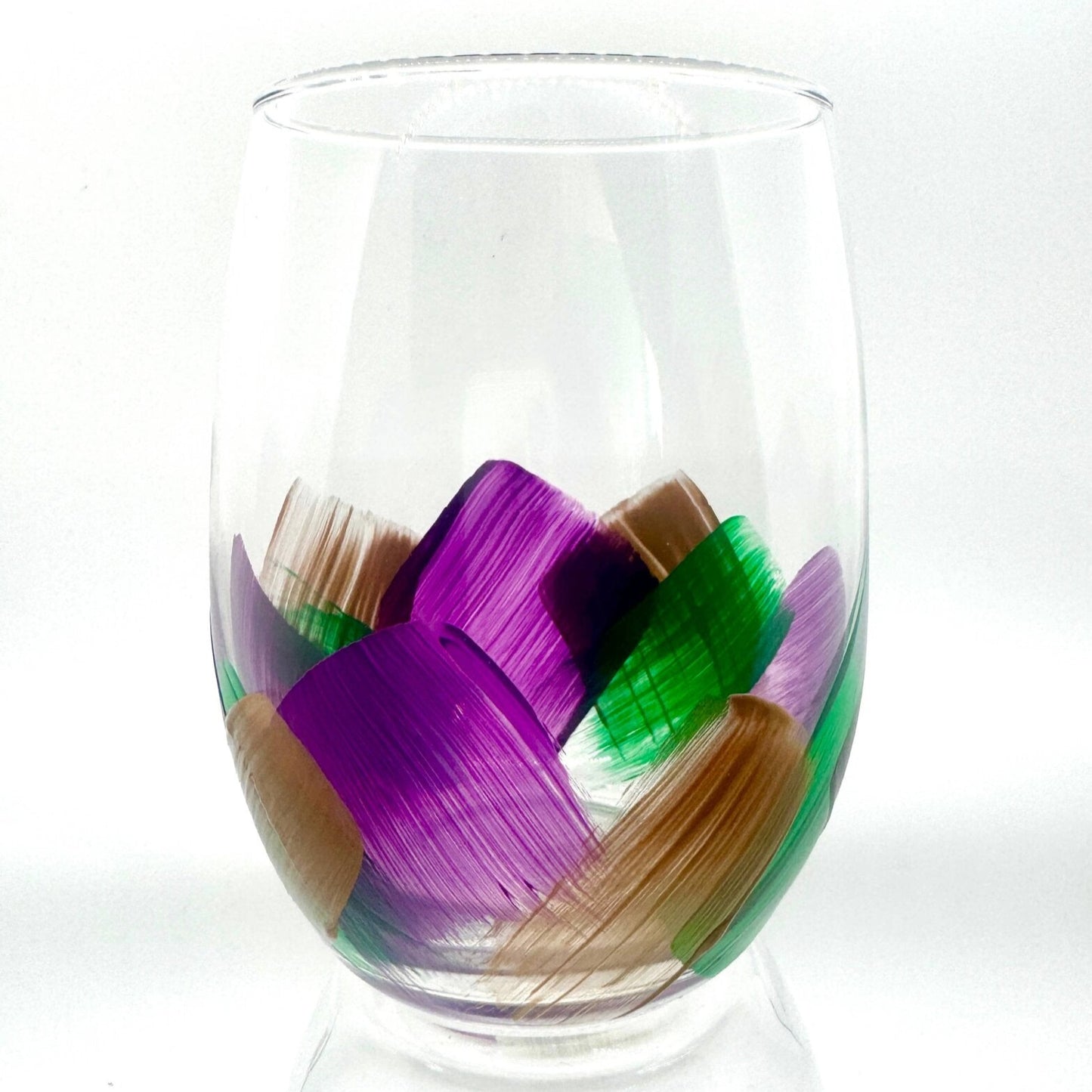 Mardi Gras Stemless Wine Glasses
