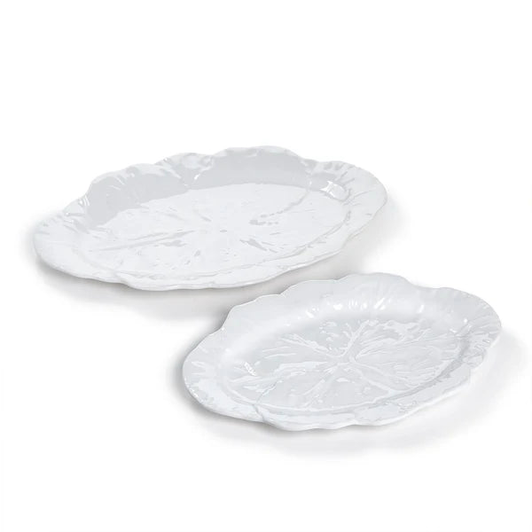 White Cabbage Pattern Melamine Serving Trays / Platters