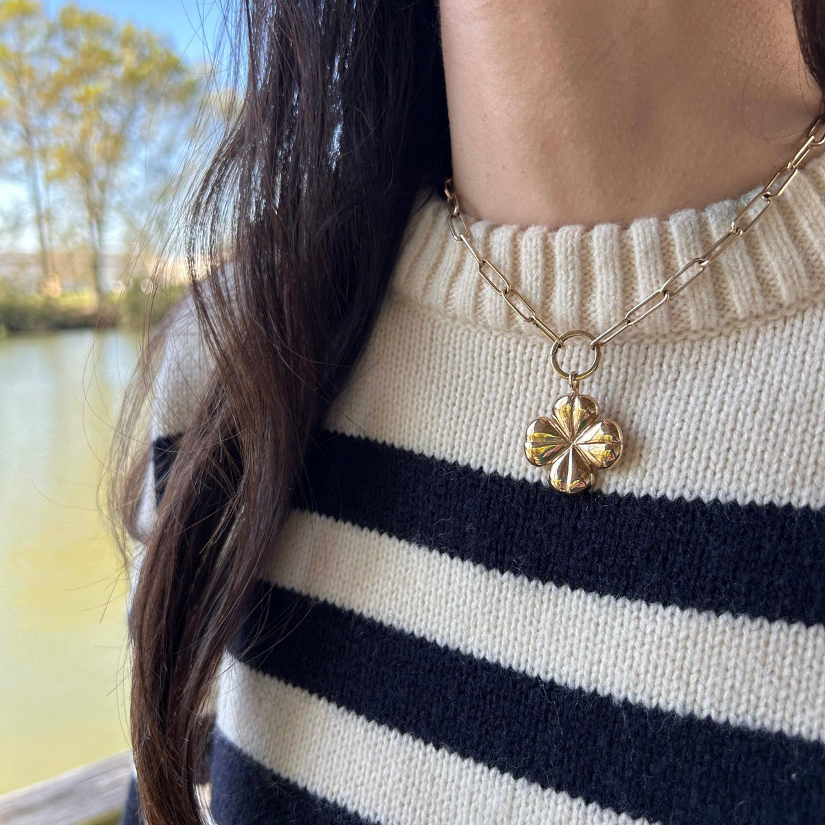 FOUR LEAF CLOVER PENDANT — LARGE