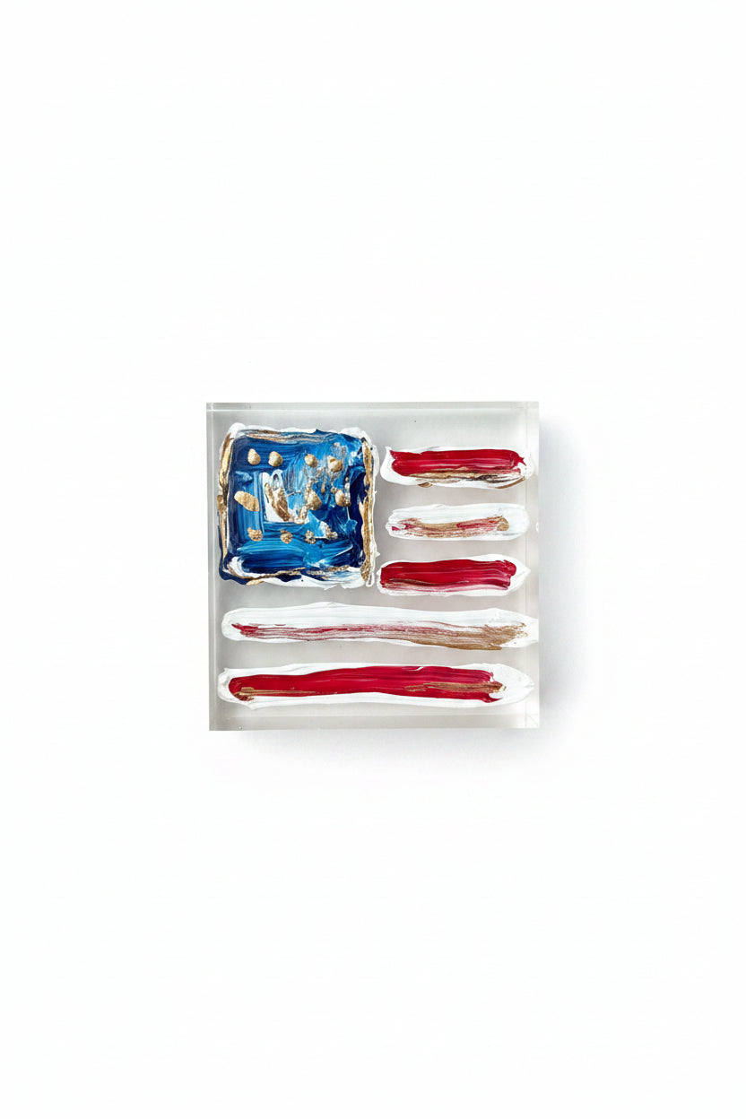 American Flag Lucite Block