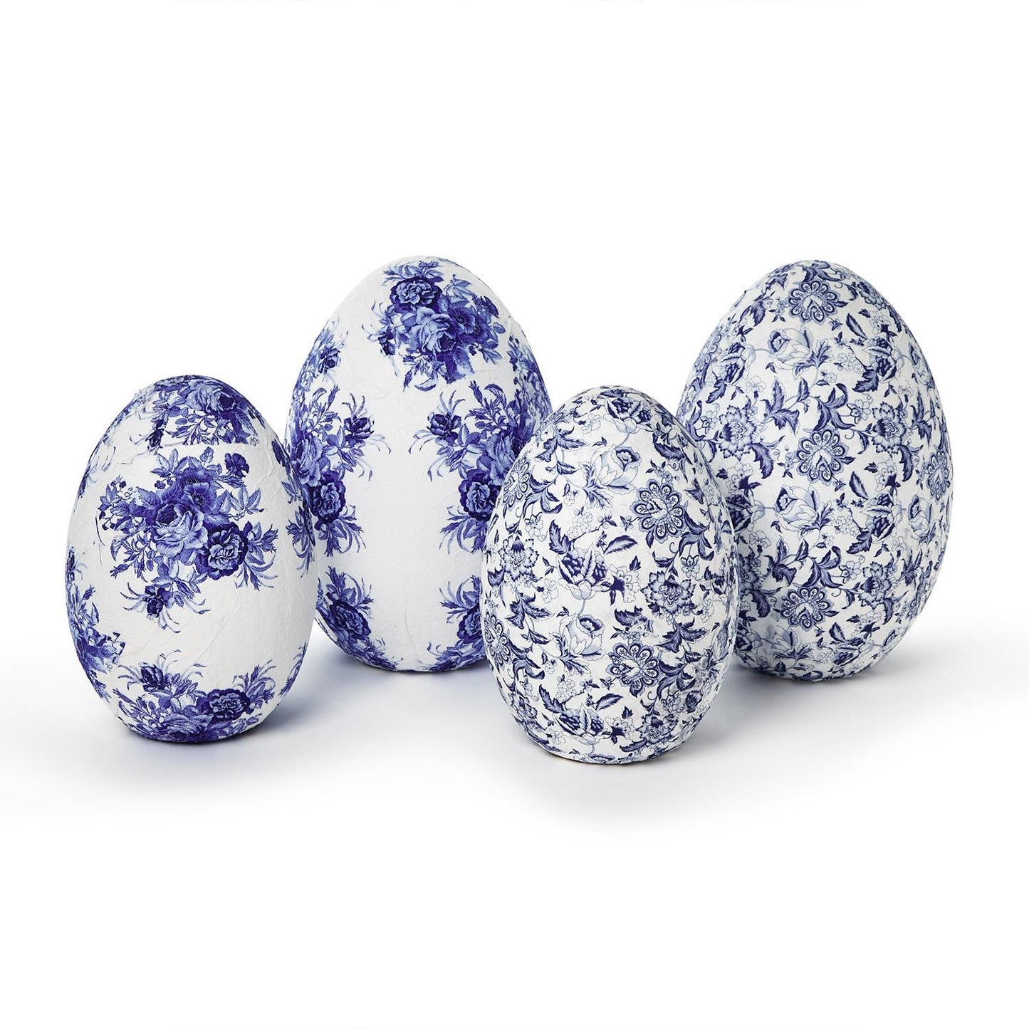 Blue and White Hand-Crafted Paper Mache Egg