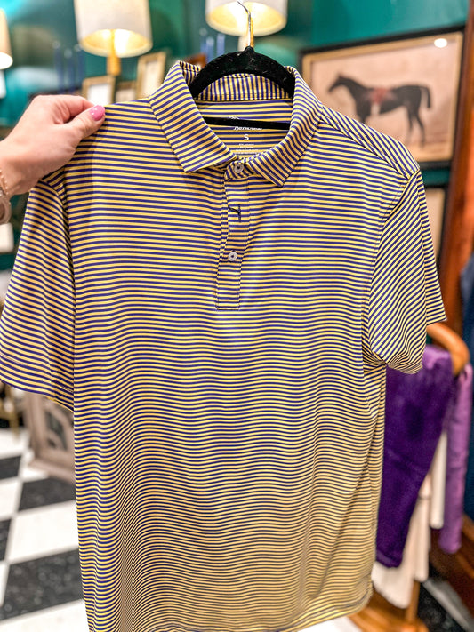 Purple & Yellow Stripe Performance Polo
