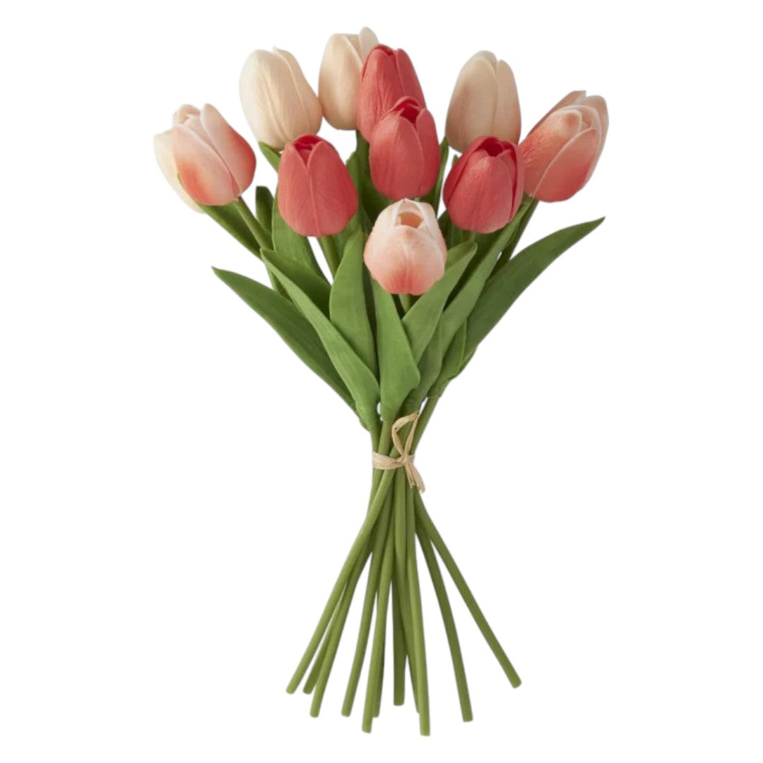 Coral & Peach Real Touch Mini Tulip Bundle