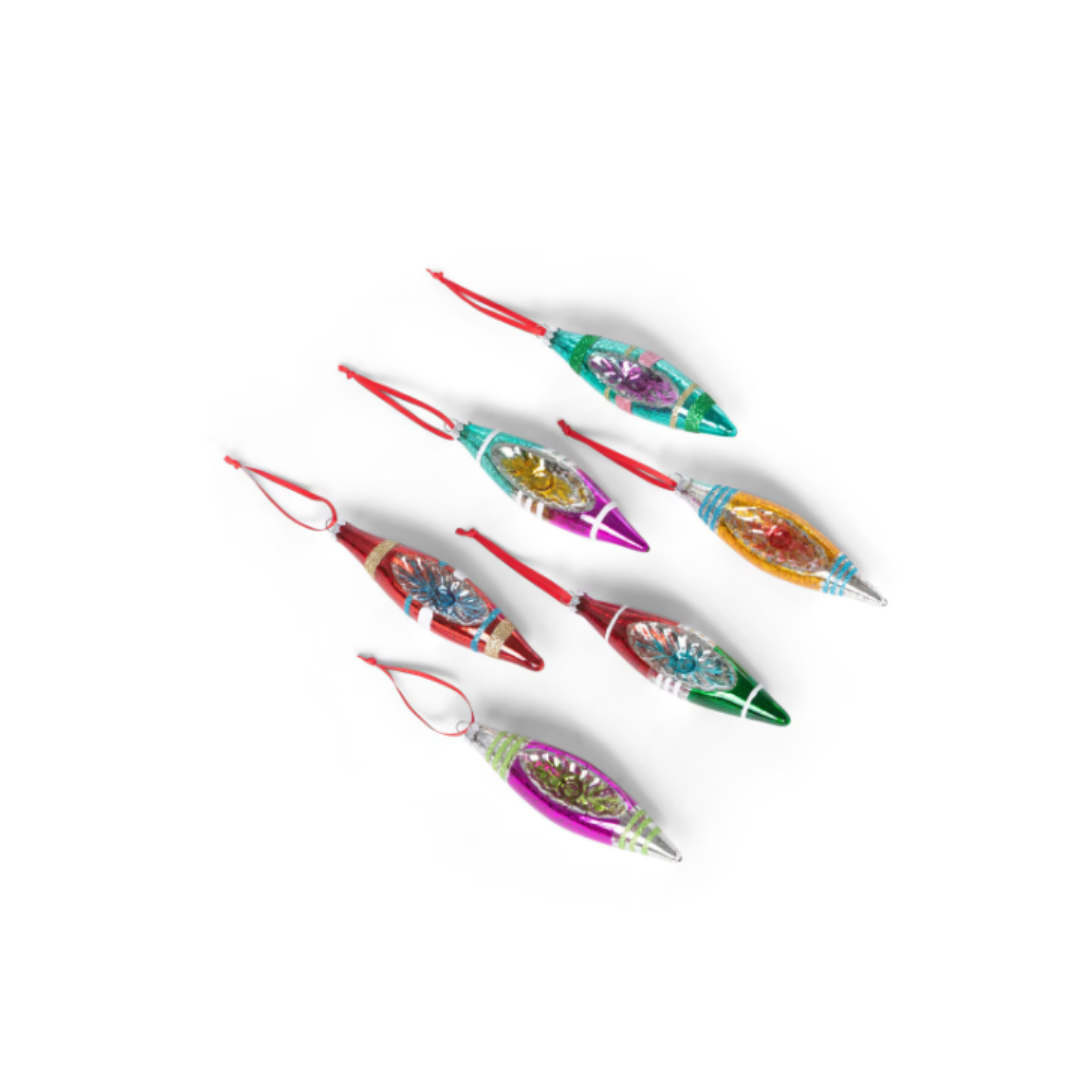 Reflector Glass Finial Boxed Ornament Set