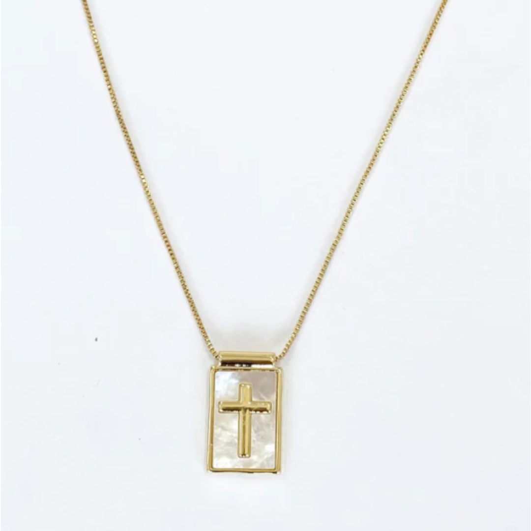 Pearl Shell Cross Necklace