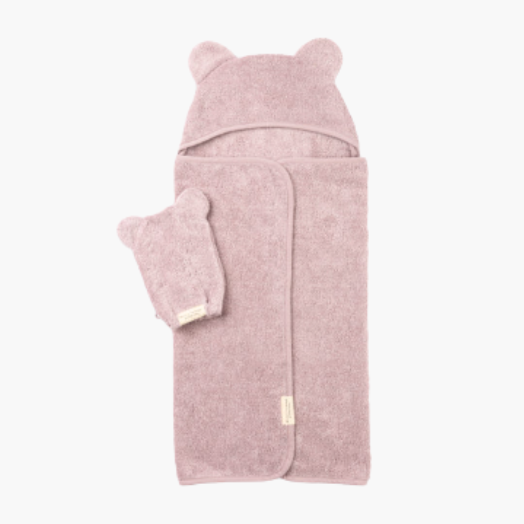 Hooded Towel + Wash Mitt Set Orchid