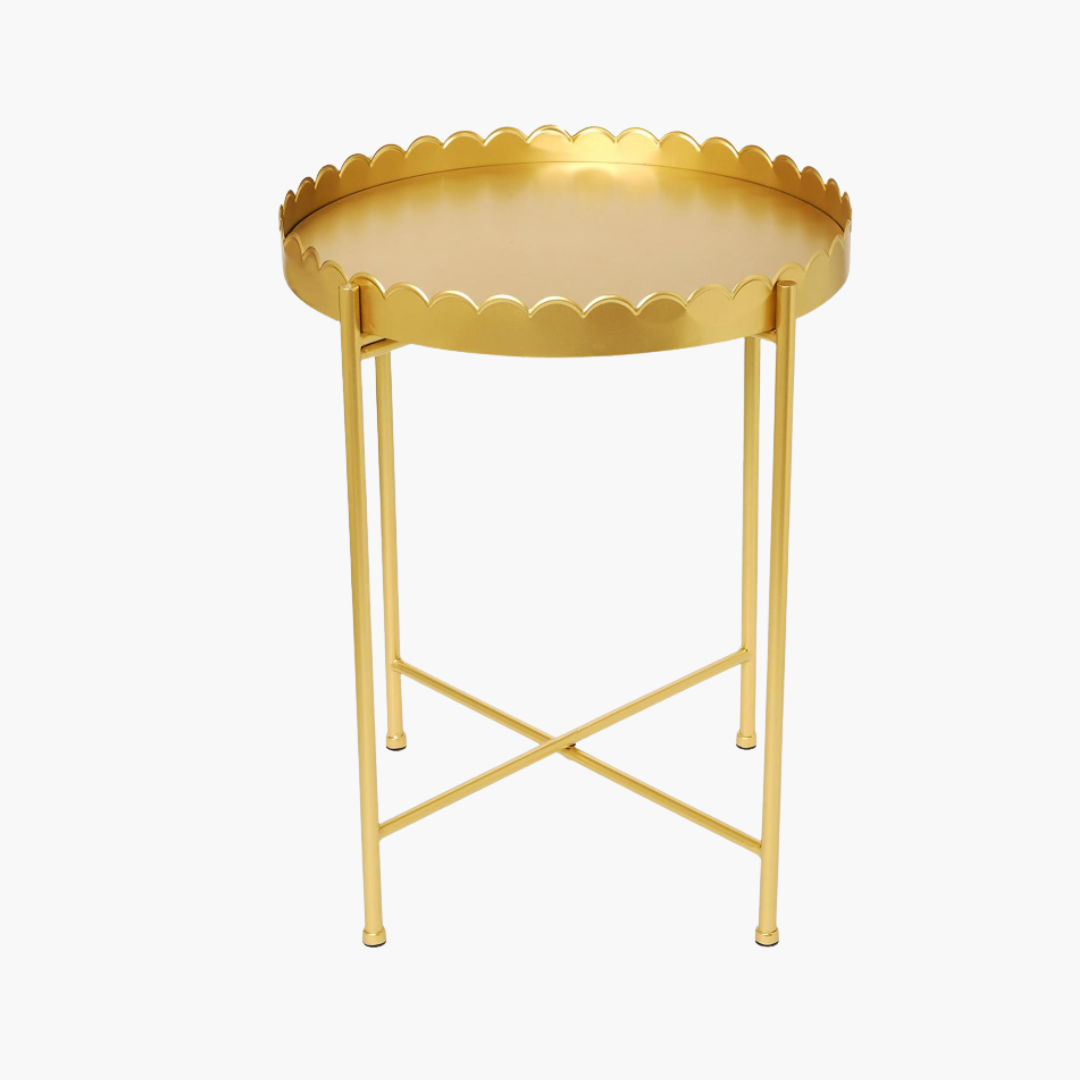 Gold Scalloped Edge Round Side/Accent Table