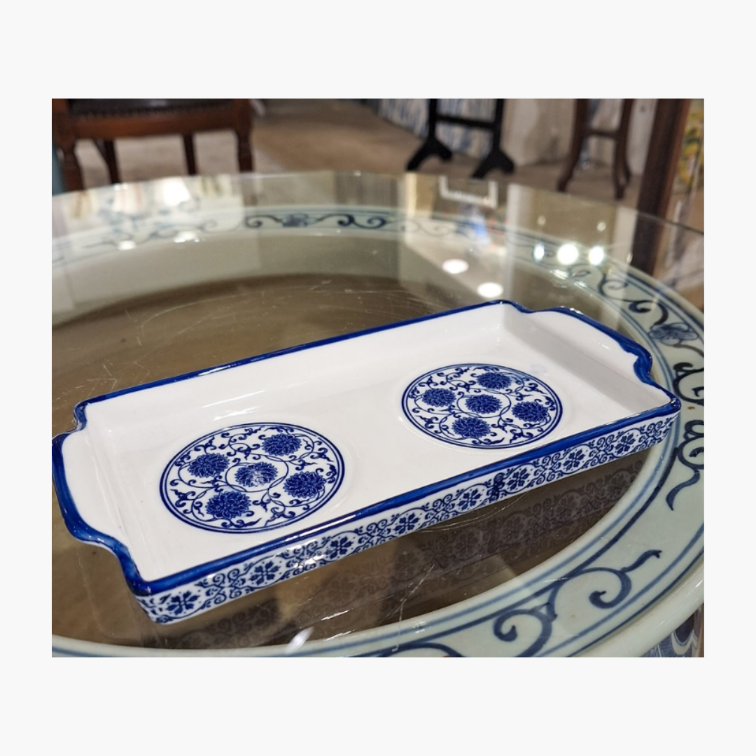 Rectangular Tray Blue And White