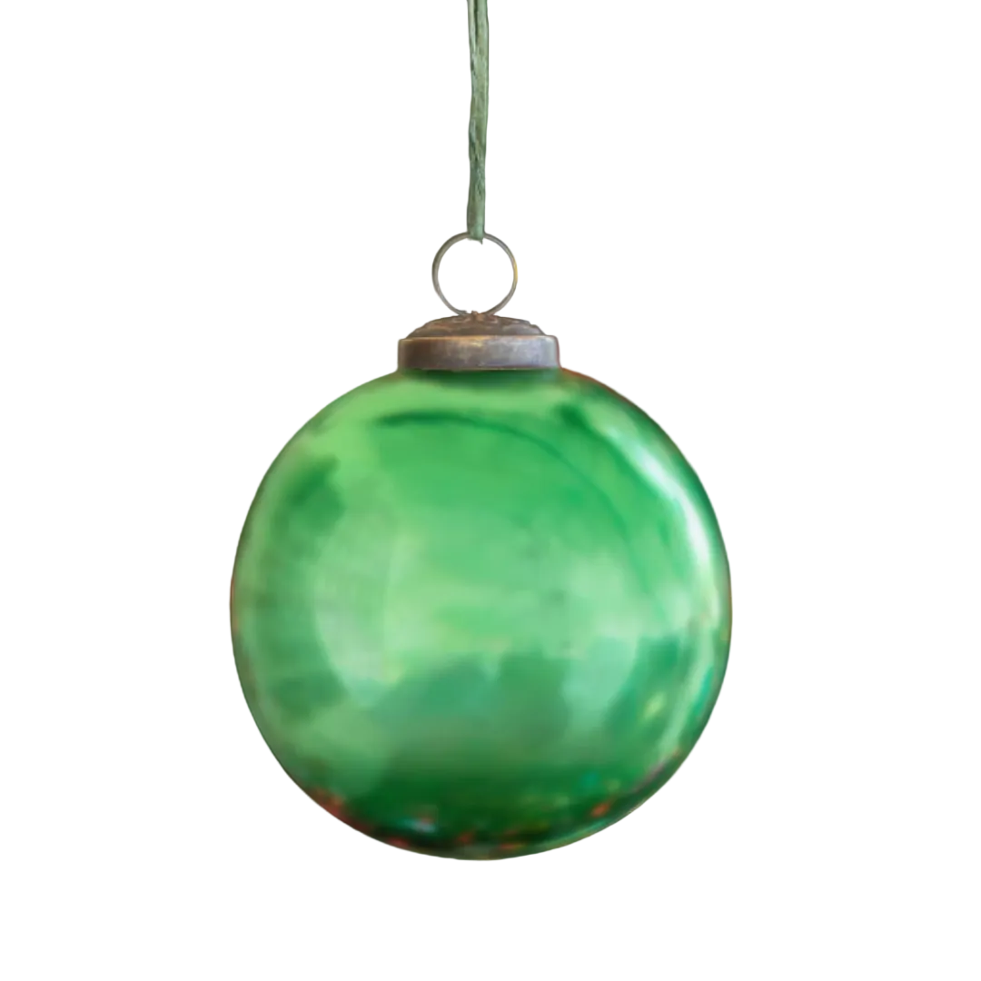 Antique Shiny Emerald Glass Ornament Medium
