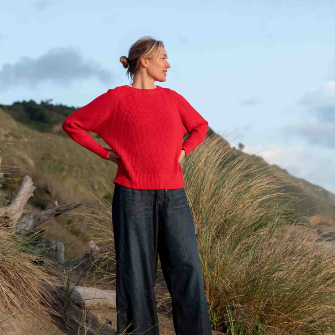 Salty Cotton Crewneck Sweater - Maraschino Red