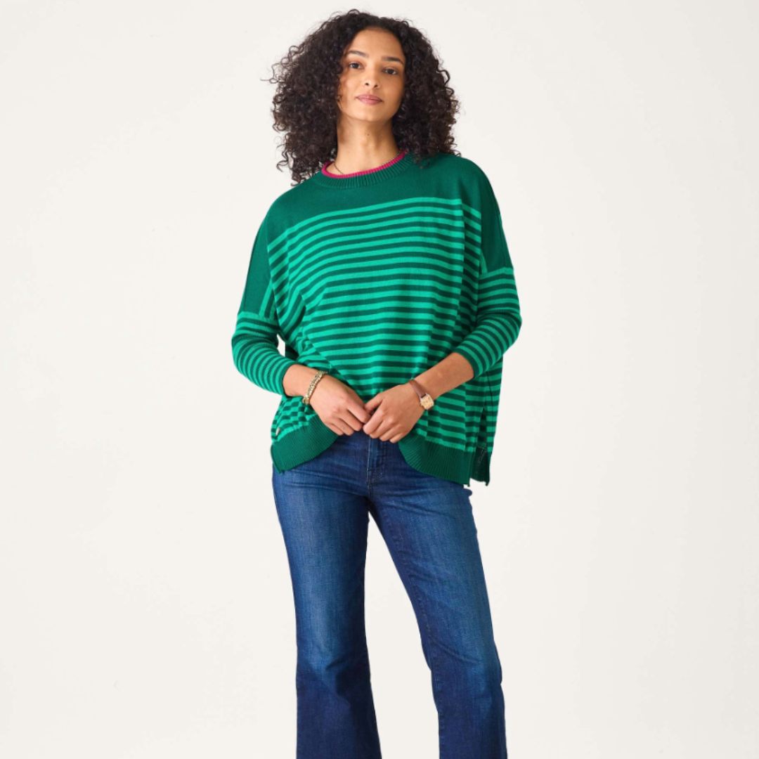 Catalina Modern Crew Sweater- Spruce/ Emerald