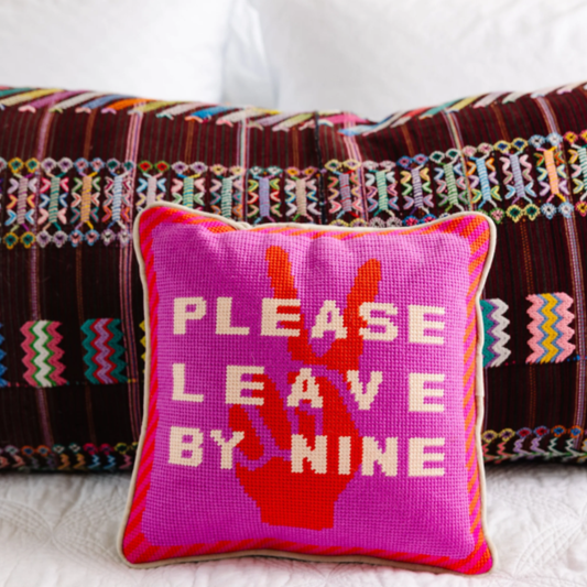 Leave by Nine Needlepoint Pillow