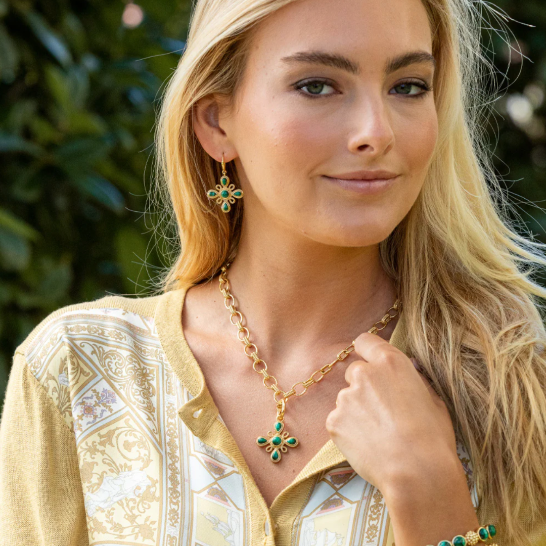 Monique Malachite Gem Dangle Earrings