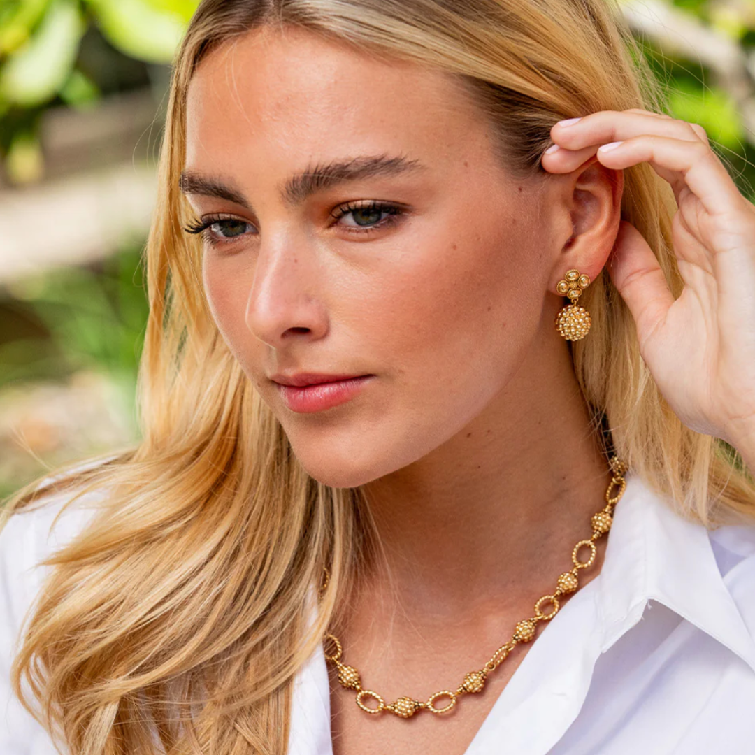 Berry Clover Drop Earrings- Gold