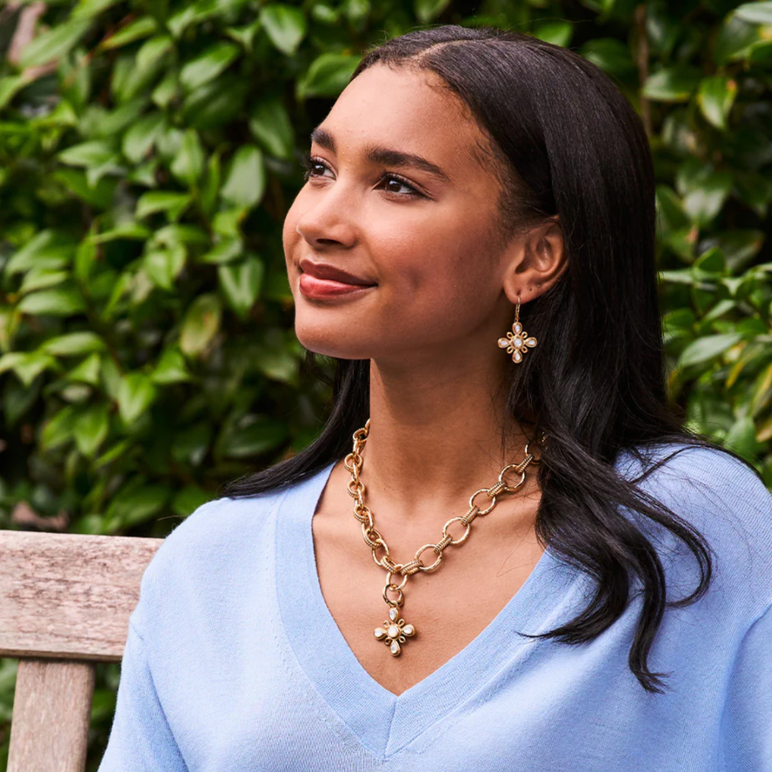 Monique Gem Dangle Earrings- MOP