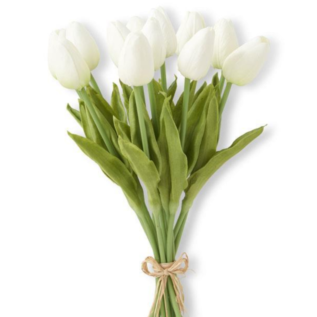 13 Inch White Real Touch Mini Tulip Bundle
