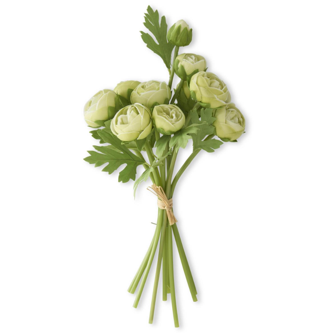 15 Inch Green Real Touch Ranunculus Bundle