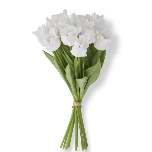 13 Inch White Real Touch Parrot Tulip Bundle