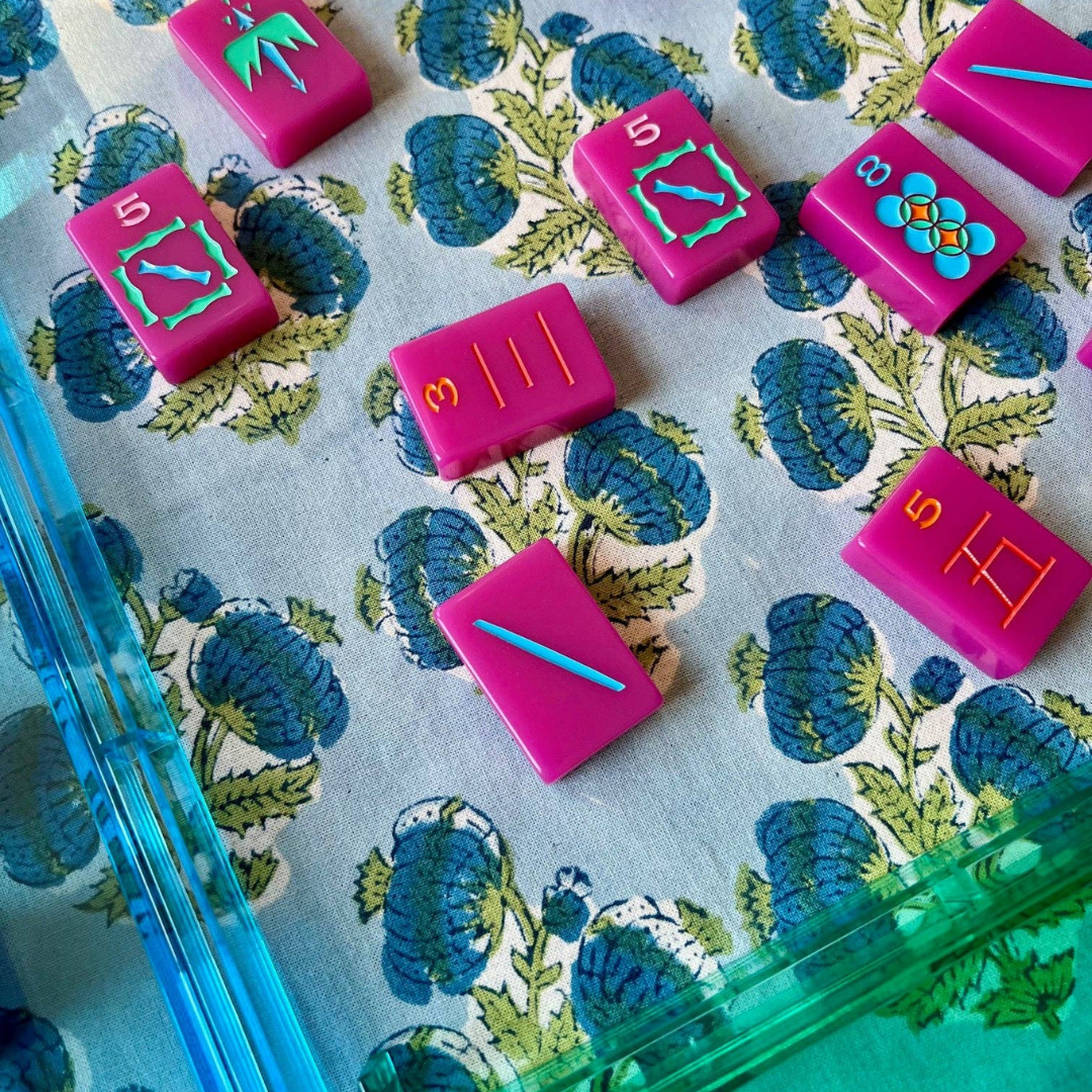 Poms Tablecloth in Bluebird