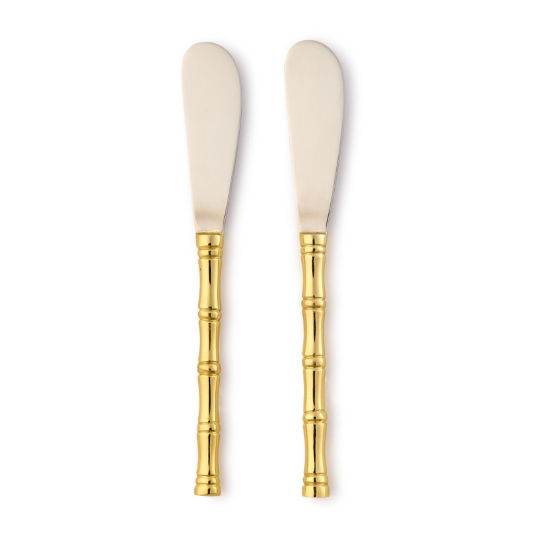 Set of 2 Gold Bamboo Spreader Stainless Steel/Brass