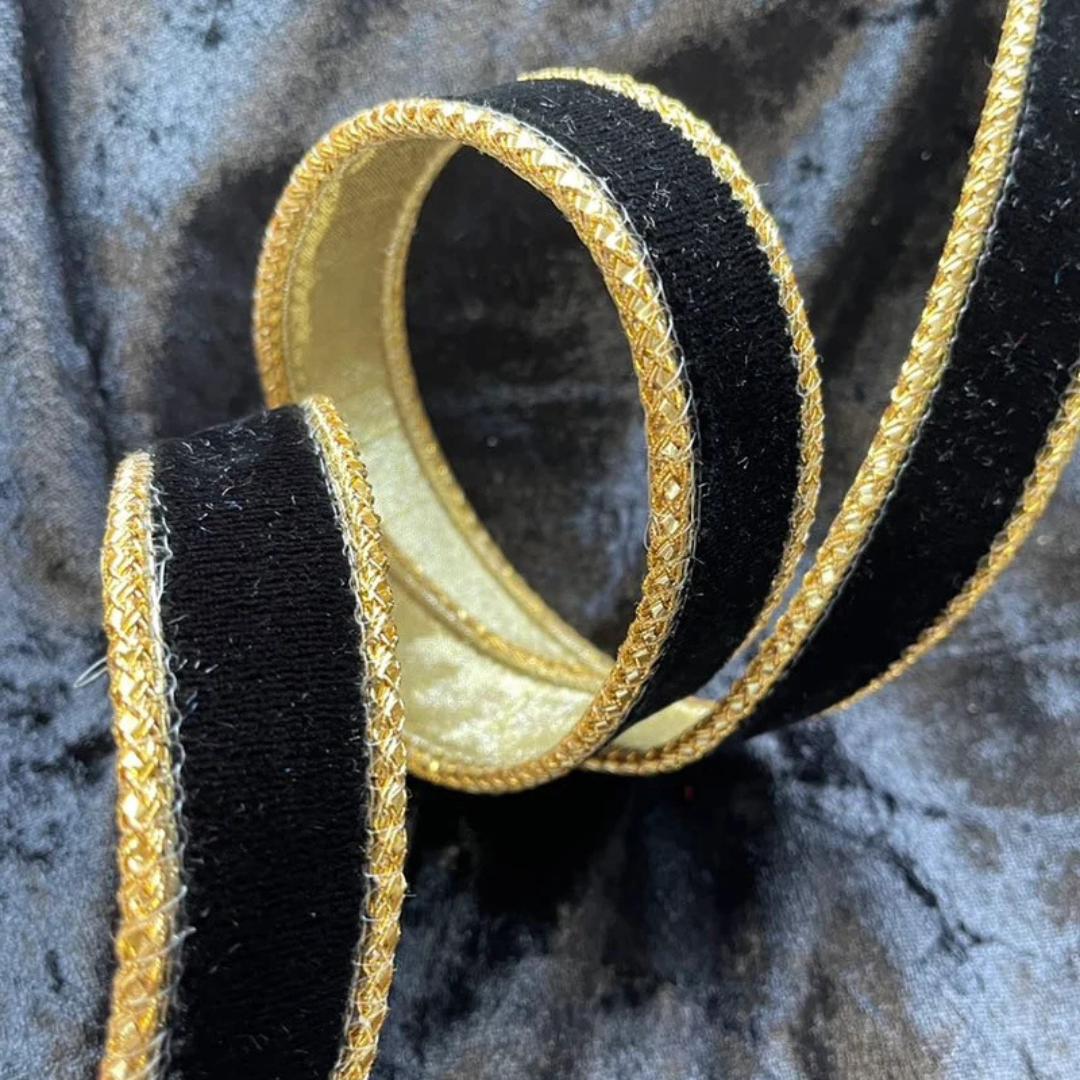 Black Royal Velvet Wired Ribbon