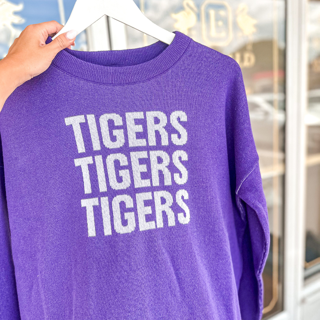 LSU Tigers Relaxed Sweater - Dk Purple