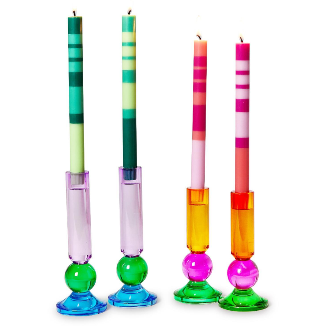 Color Pop Glass Taper Candlestick Candleholders