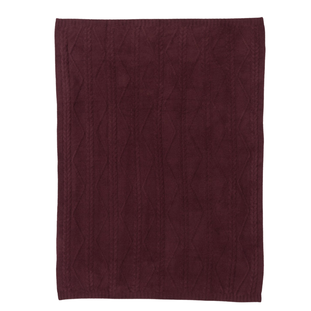 CozyChic® Fisherman Cable Throw- Deep Aubergine