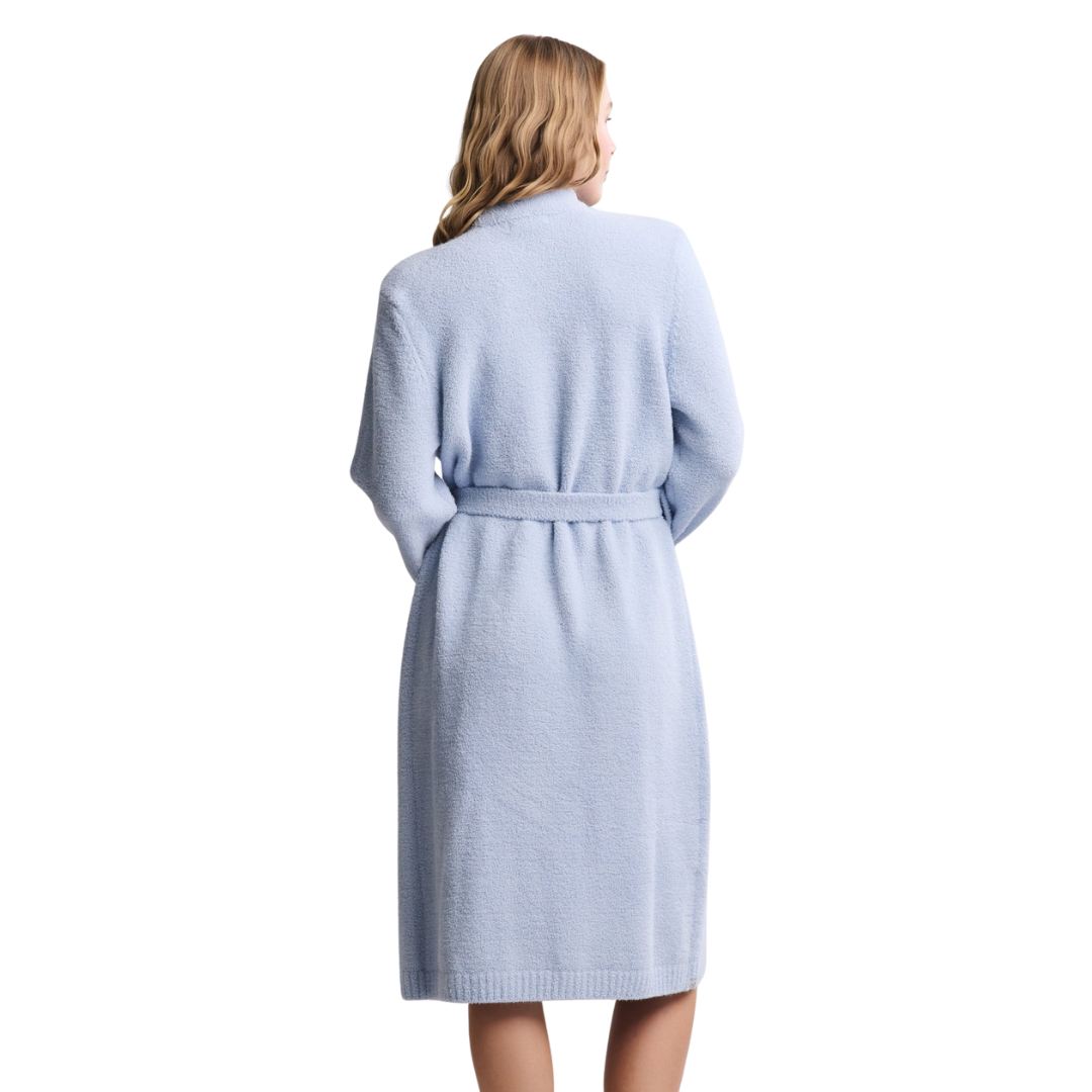 CozyChic® Luxe Robe With Rib Detail Small- Snow Drop