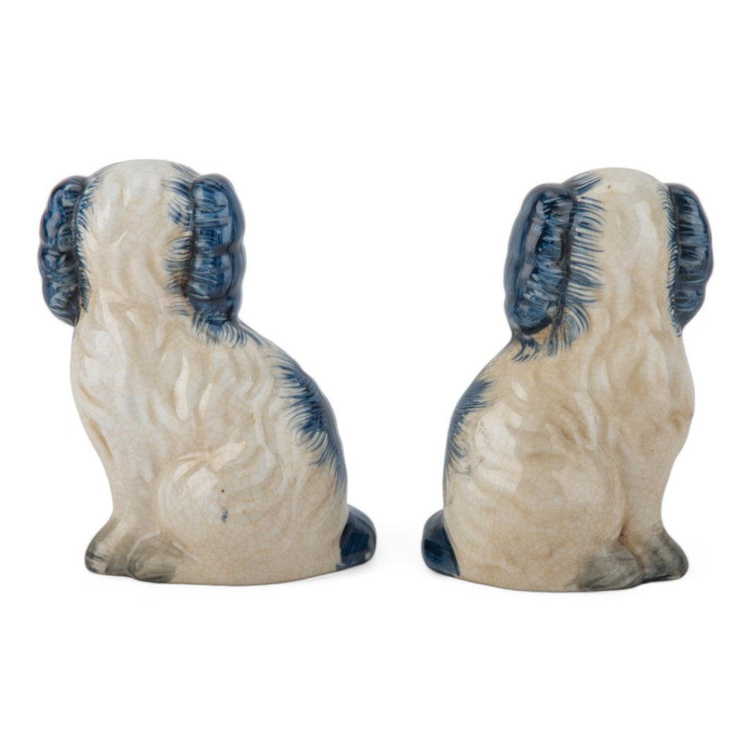 Blue Staffordshire Porcelain Dogs- Petite