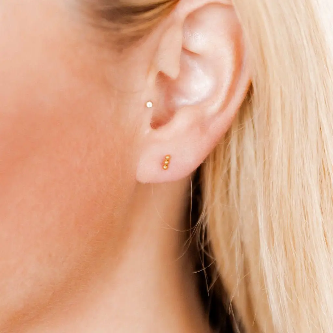 Screwback Stud Earrings - Micro Tally Gold