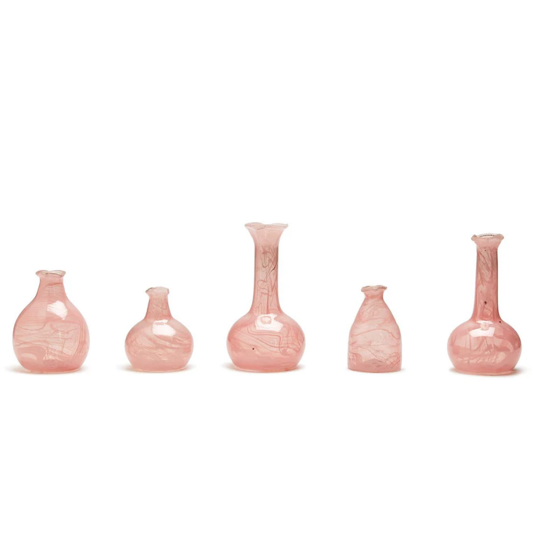 Pink Decorative Bottle / Vase with White Swirl