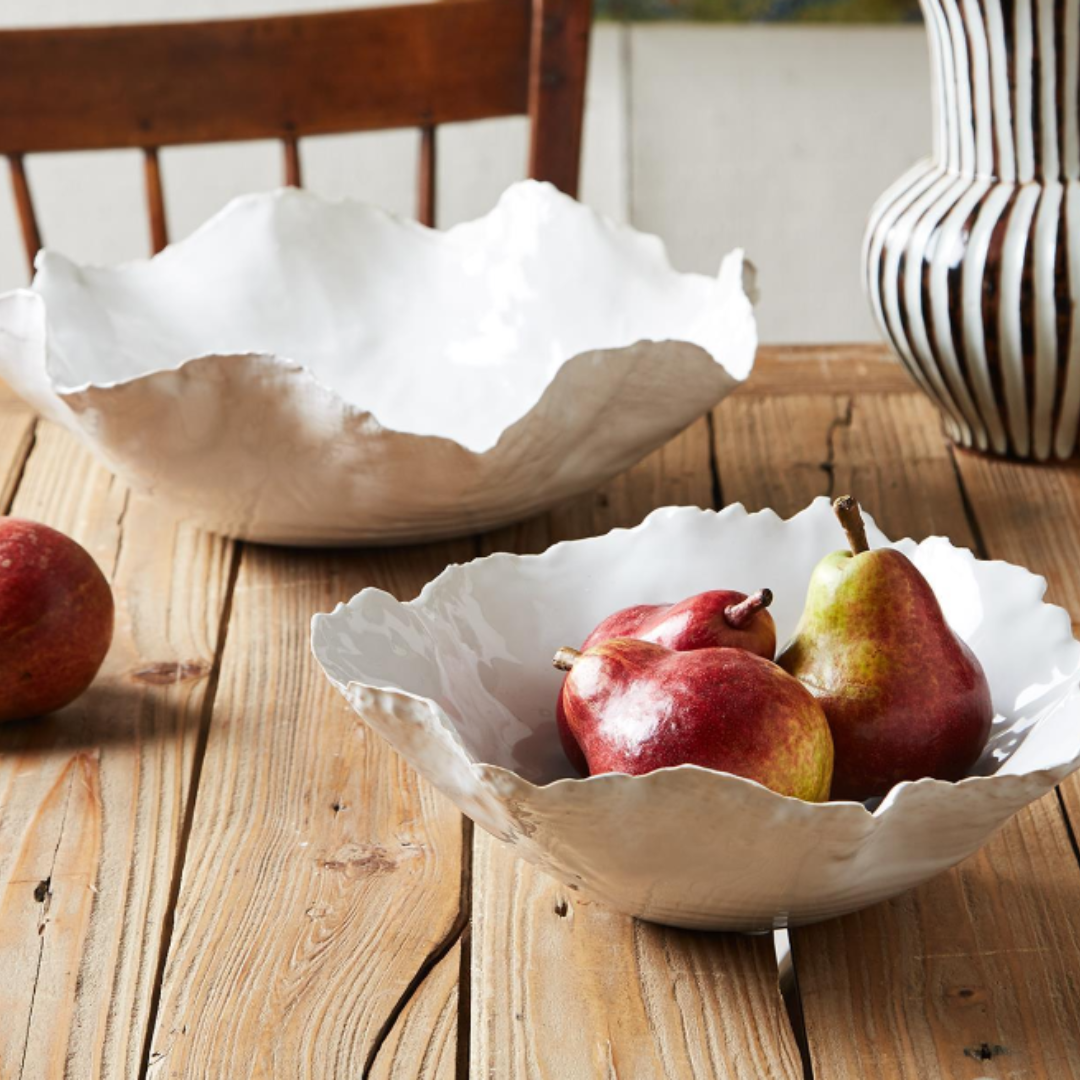 White Freeform Ceramic Bowl
