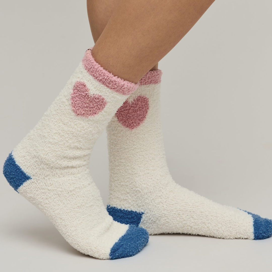 CozyChic Color Block Heart Socks