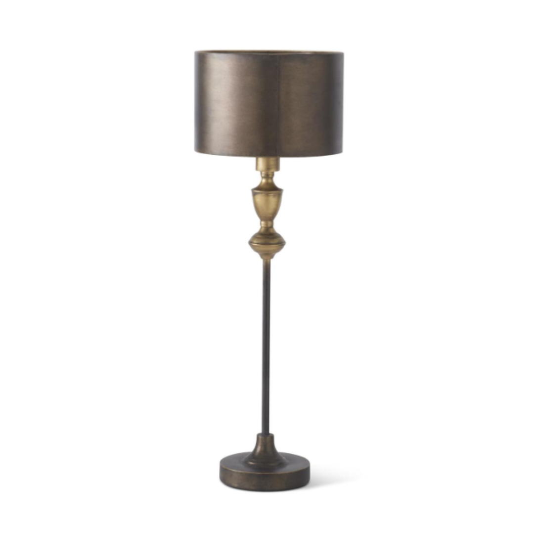 28 Inch Brushed Gold Slender Spine Lamp with Metal Shade