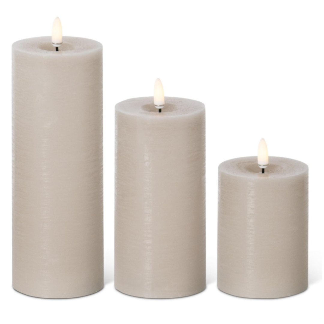 Taupe ON/OFF Touch LED Pillar Candles w/Timers