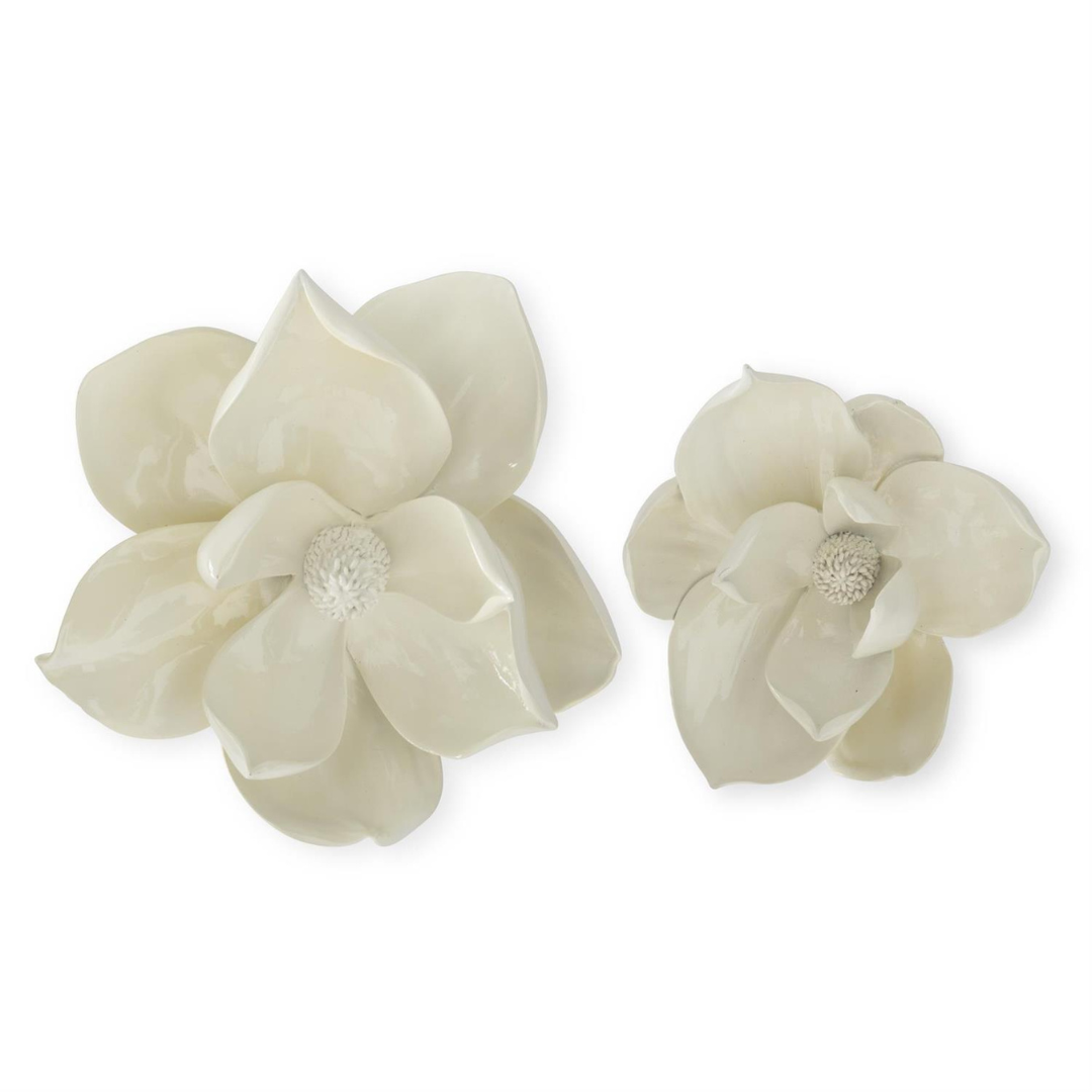 White Resin Wall Hanging Magnolia Bloom