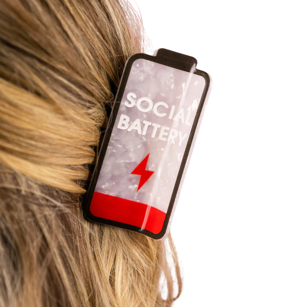 Social Battery Hair Clip