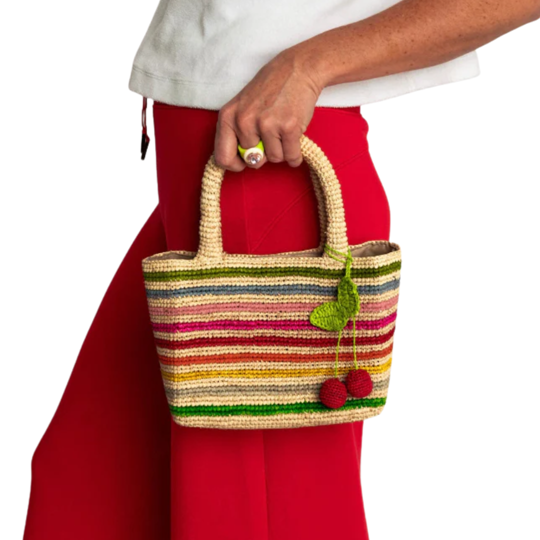Mini Mae Rainbow Raffia Bag