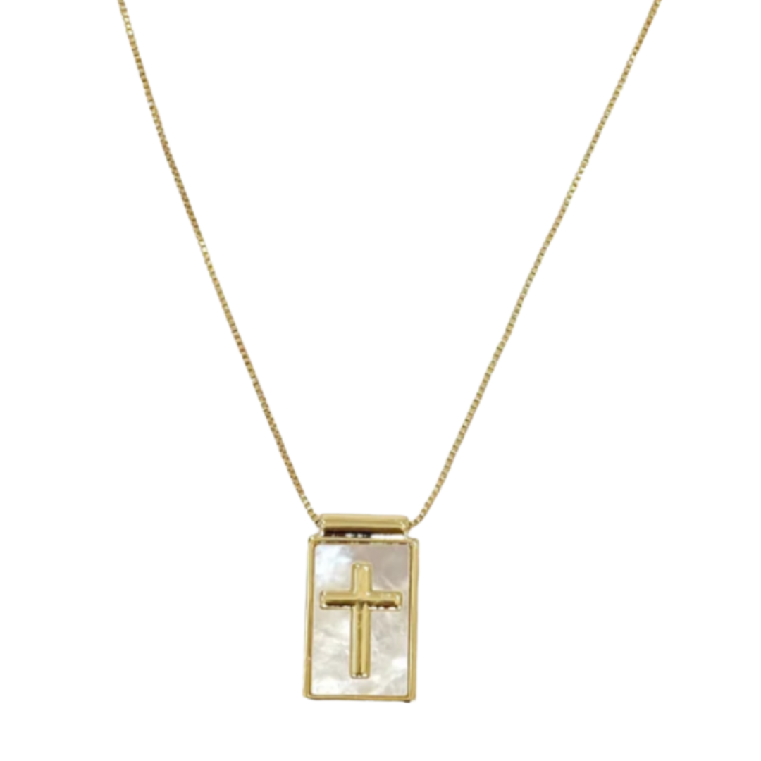 Pearl Shell Cross Necklace