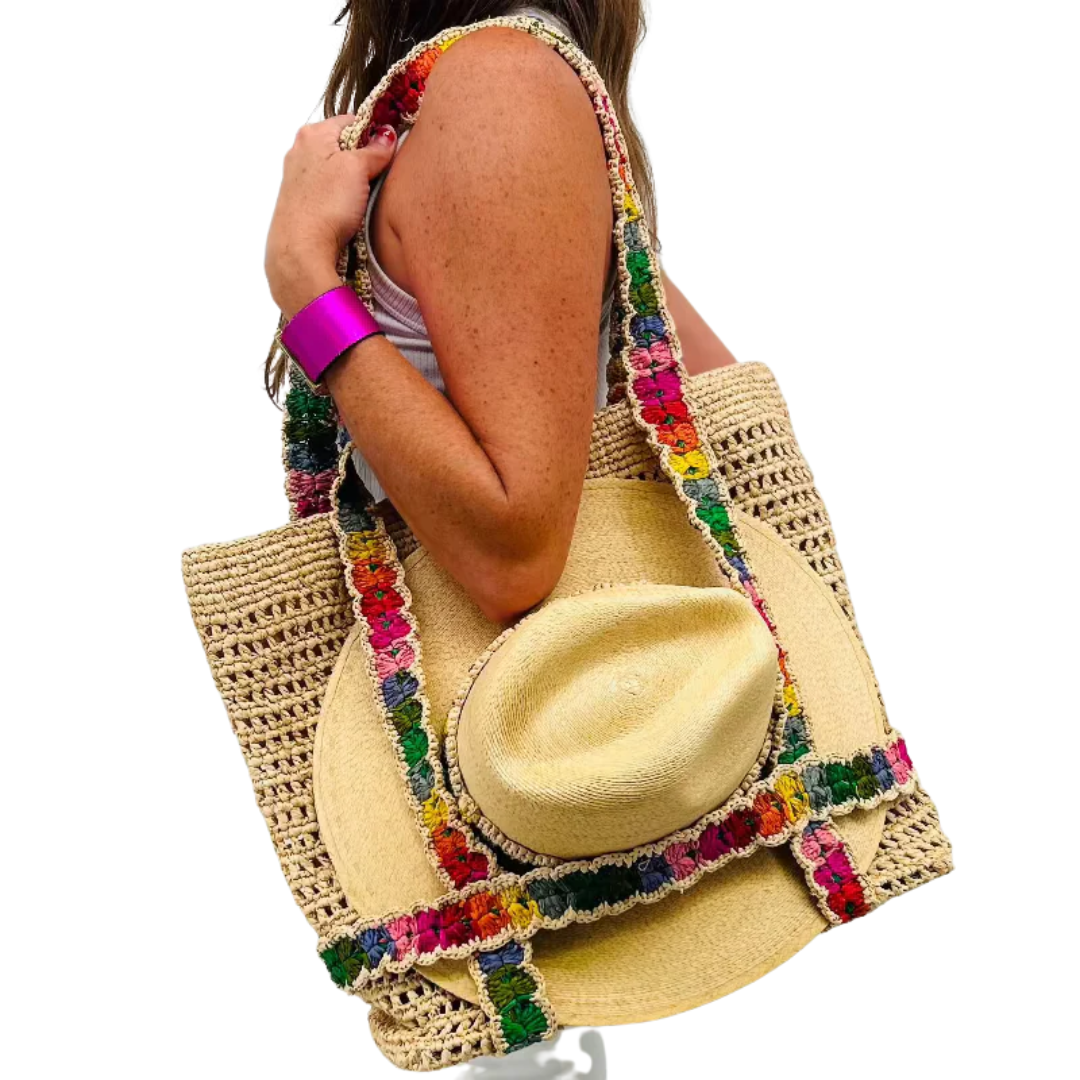 Indie Rainbow Raffia Bag
