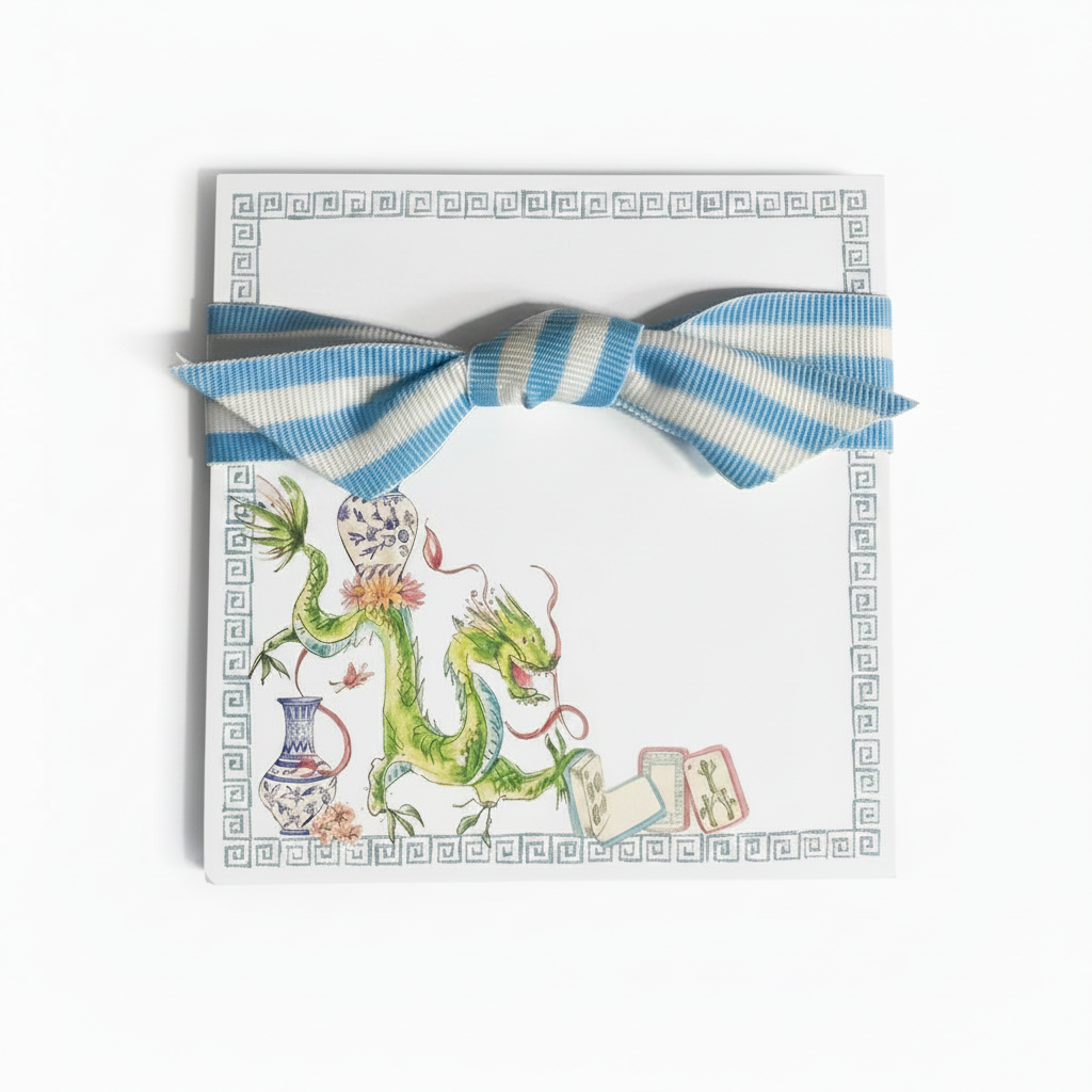 Mini Luxe Notepad Mahjong Blue Dragon Chinoiseries Pots