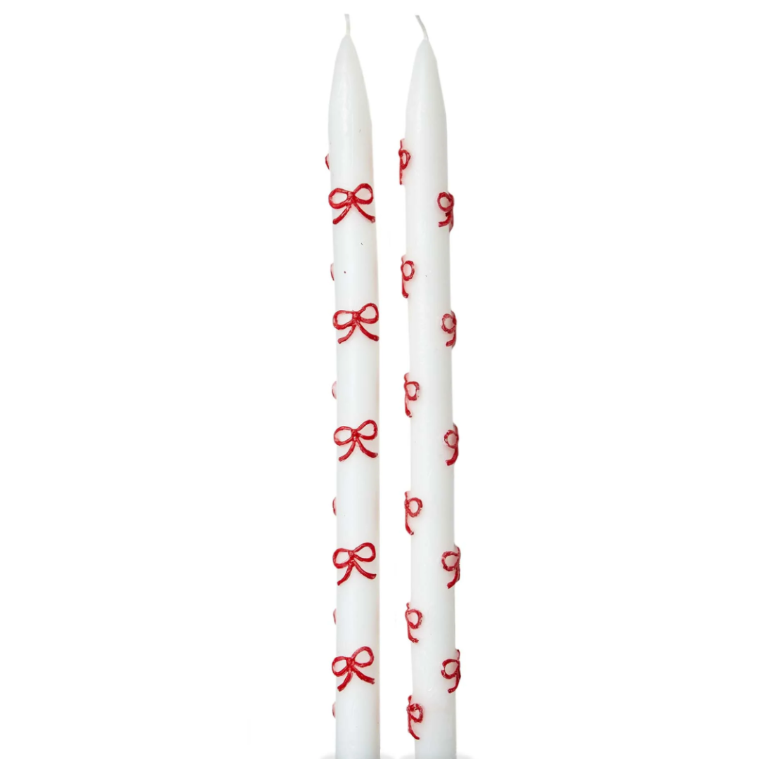 Very Merry Bow Hand Painted Taper