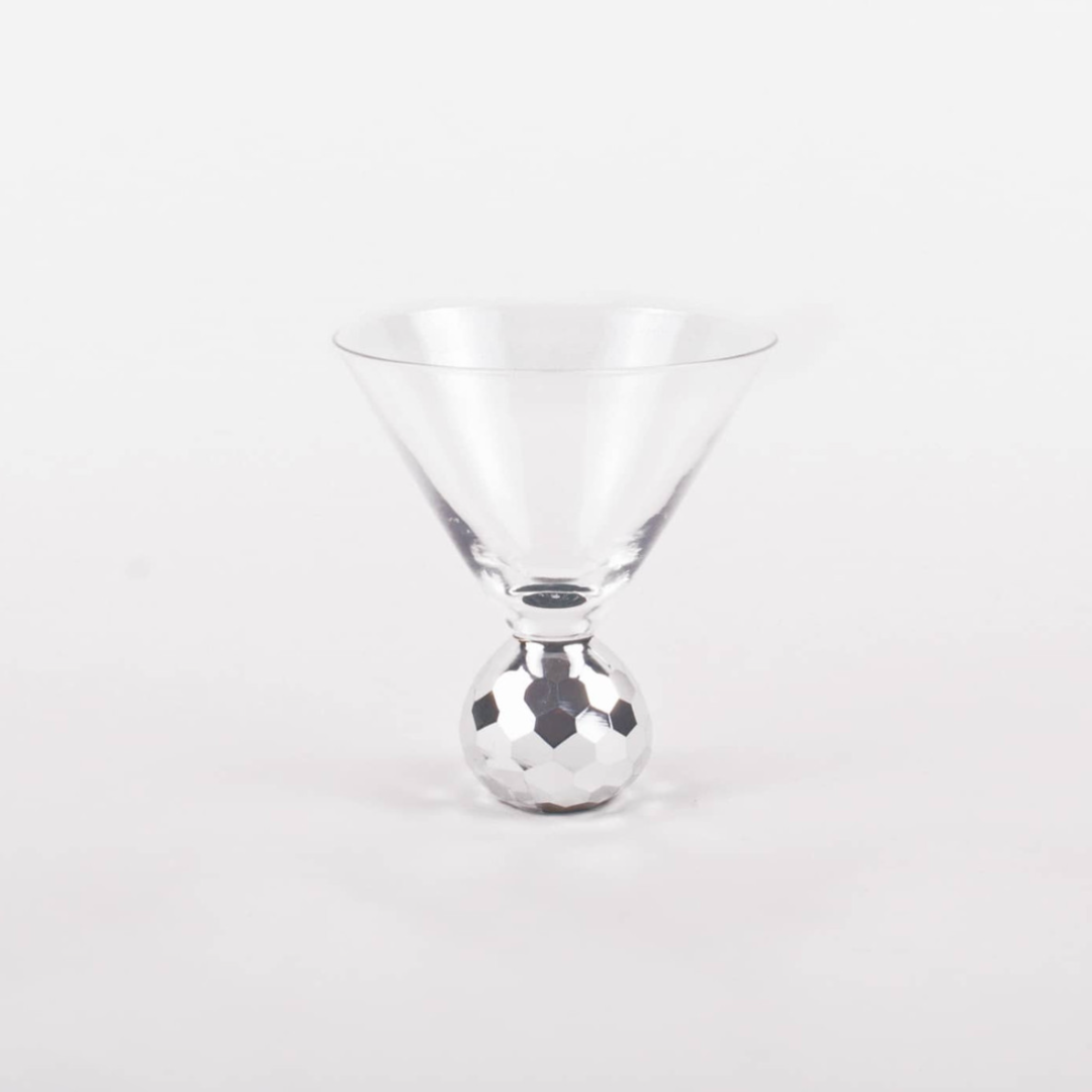 Silver Disco Hammered Martini Glass