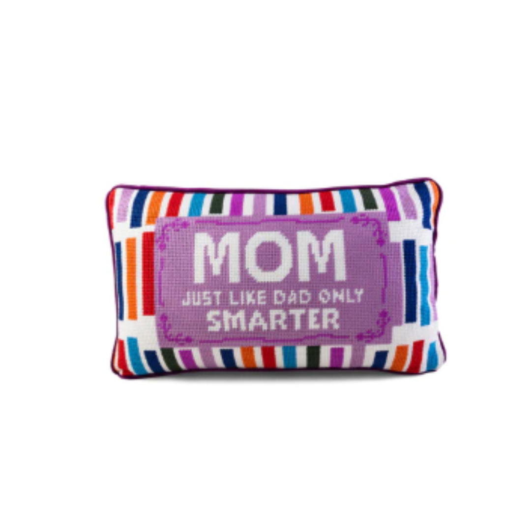 Mom Rules Needlepoint Pillow