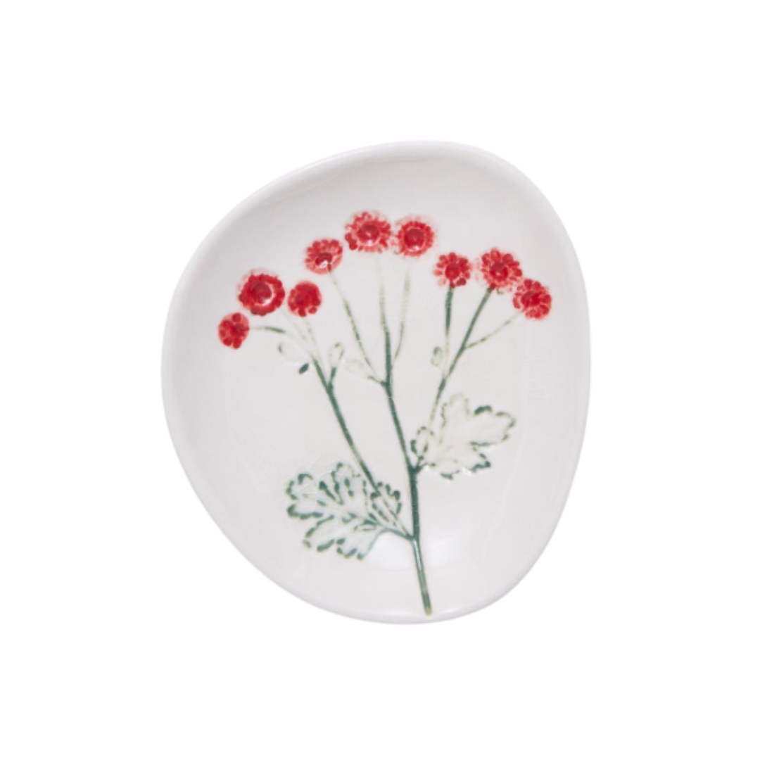 Artisanal Tidbit Dish with Imprinted Botanical Design